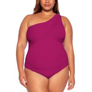 Becca Womens Plus Size 1X 16-18 Asymmetrical-Neck One Piece Swimsuit $148 2024